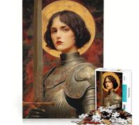 Puzzle per adulti da 1000 pezzi ritratto di Giovanna d'Arco con spada giocattolo educativo ideale per passare il tempo durante le vacanze regalo di compleanno regalo 50x75cm