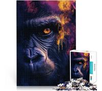 Puzzle per adulti da 1000 pezzi Ritratto di gorilla Fatto di cartone per e da 14 anni in su Gioco antistress per famiglie, sfida difficile Idee regalo misurare：38x52cm