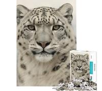 Puzzle per adulti da 1000 pezzi ritratto di leopardo delle nevi tra montagne nebbiose Gioco rilassante per adulti decorazione da parete compleanno e Natale (dimensioni 50x75cm)