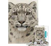 Puzzle per adulti da 1000 pezzi: Ritratto di leopardo delle nevi tra montagne nebbiose Puzzle per adulti gioco di analisi e logica per tutta la famiglia ideale come regalo (dimensioni 38x26cm)