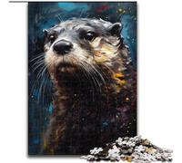 Puzzle per adulti da 1000 pezzi, ritratto di lontra dipinto a olio in legno, perfetto come decorazione fai da te o regalo di compleanno, 50x75cm, gioco interattivo per famiglie