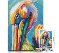 Puzzle per adulti da 1000 pezzi, ritratto di pellicano colorato, tranquillo e rilassante, ideale per il tempo libero, taglio preciso, giocattolo artigianale, dimensioni 38x26cm