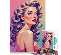 Puzzle per adulti da 1000 pezzi,ritratto di pin-up dai capelli castani,disegno pulito,logica,gioco divertente e rilassante,regalo di Natale (38x26cm)