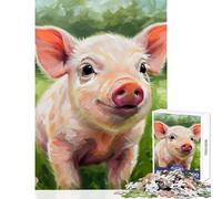 Puzzle per adulti da 1000 pezzi ritratto di un simpatico maialino in un campo verde giocattolo educativo ottimi regali e giocattoli giochi educativi interazione genitore-figlio dimensioni 38x26cm