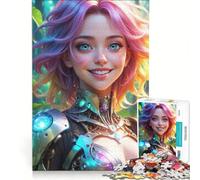 Puzzle per adulti da 1000 pezzi, ritratto di una bellissima ragazza cyborg con capelli colorati, giocattolo fai-da-te, migliora la memoria, ideale come regalo per tutta la famiglia 38x26cm