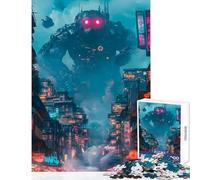Puzzle per adulti da 1000 pezzi robot gigante sopra la città giocattolo educativo ottimo regalo per giochi impossibili migliora l'amore tra coppie dimensioni 50x75cm