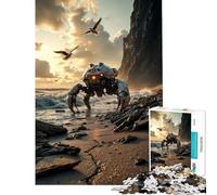 Puzzle per adulti da 1000 pezzi Robot sulla spiaggia al tramonto Giocattoli educativi rompicapo ideale per le vacanze a casa per passare il tempo regalo di compleanno (dimensioni 75x50cm)