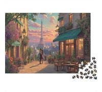 Puzzle Per Adulti Da 1000 Pezzi Romantic Paris, Cartone Robusto, A Romantic Paris Street at Sunset Gioco Educativo Per La Pausa in Ufficio, Regalo, 70x50cm/1000pcs