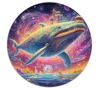 Puzzle per adulti da 1000 pezzi, rompicapo rotondo in cartone colorato raffigurante una balena blu, ideale per adolescenti, perfetto come decorazione per la casa o come regalo (67,5x67,5 cm).