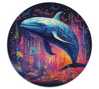 Puzzle per adulti da 1000 pezzi, rompicapo rotondo in cartone colorato raffigurante una balena blu, ideale per adolescenti, perfetto come decorazione per la casa o come regalo (67,5x67,5 cm).
