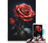 Puzzle per adulti da 1000 pezzi, rosa rossa da fiaba, gioco per famiglie, antistress, con poster e foglio di curiosità abbinati 50x75cm