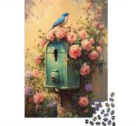 Puzzle Per Adulti Da 1000 Pezzi Roses And Bird Mailbox Art Print Puzzle Per Adolescenti Giocattolo Decorazione Da Parete Decorazione Da Parete Regali Unici Per Compleanno E Natale 70x50cm/1000pcs