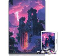 Puzzle per adulti da 1000 pezzi, Rovine antiche al tramonto, divertimento in famiglia e serata di giochi, ma anche un regalo divertente e umoristico, dimensioni 38x26cm