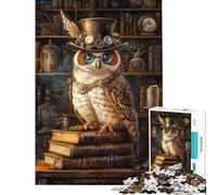 Puzzle per adulti da 1000 pezzi Saggio come un gufo steampunk - Gioco interattivo - Un'opera d'arte compleanno e Natale (Dimensioni 38x52cm)