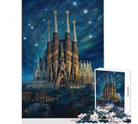 Puzzle per adulti da 1000 pezzi Sagrada Familia Barcellona Giocattolo educativo Ottimo regalo per giochi Giochi rilassanti con poster abbinato e quiz Dimensioni foglio 38x26cm