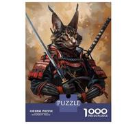 Puzzle Per Adulti Da 1000 Pezzi Samurai Cat Armor with Sword Puzzle Per Adulti Antistress Giocattolo Difficile Difficile Ottimo Regalo Per I Giocatori 70x50cm/1000pcs