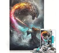 Puzzle per adulti da 1000 pezzi: Samurai contro Drago gioco rilassante ideale per passare il tempo durante le vacanze un regalo perfetto per gli appassionati di videogiochi 50x75cm