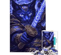 Puzzle per adulti da 1000 pezzi: Samurai Egizio Gatto Mau con spada Puzzle per adulti gioco di analisi e logica per tutta la famiglia ideale come regalo (dimensioni 38x26cm)