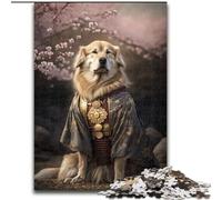 Puzzle per adulti da 1000 pezzi Samurai Golden Retriever in legno, attività divertente per la casa 50x75cm, coinvolgente attività di gioco per la famiglia