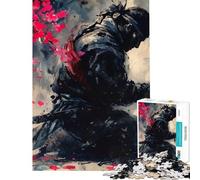 Puzzle per adulti da 1000 pezzi Samurai in contemplazione tra fiori di ciliegio Impegnativo da completare decorazione da parete gioco per famiglie adatto a partire dai 14 anni (38x52cm)