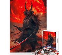 Puzzle per adulti da 1000 pezzi Samurai Luna Rosso Gioco Giapponese Impossibile Sfida Difficile Giocattolo Educativo per Migliorare l'Amore tra le Coppie (50X75cm)