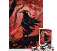 Puzzle per adulti da 1000 pezzi Samurai nella foresta autunnale con spada rossa decorazione per la casa giocattoli ottimo regalo gioco impossibile con pezzi completamente interconnessi di forma