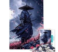Puzzle per adulti da 1000 pezzi Samurai nella tempesta con fiori di ciliegio gioco educativo giocattolo didattico regalo di Babbo Natale segreto decorazione per la casa (dimensioni 38x26cm)