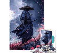 Puzzle per adulti da 1000 pezzi Samurai nella tempesta con fiori di ciliegio gioco educativo sfida decorazione murale regalo per compleanni (dimensioni 75x50cm)