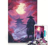Puzzle per adulti da 1000 pezzi "Samurai sotto il cielo illuminato dalla luna" gioco educativo divertente e spiritoso ideale come decorazione da scrivania 50x75cm