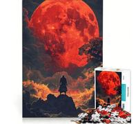 Puzzle per adulti da 1000 pezzi: Samurai sotto la luna di sangue gioco per famiglie rilassante e stimolante idea regalo 38x52cm