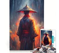 Puzzle per adulti da 1000 pezzi: Samurai sotto la pioggia e il fuoco giocattolo educativo difficile e stimolante per rafforzare l'amore tra le coppie 38x26cm