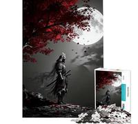 Puzzle per adulti da 1000 pezzi Samurai sotto l'albero illuminato dalla luna giocattolo educativo giochi per famiglie regalo di Babbo Natale segreto (dimensioni 50x75cm)