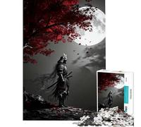 Puzzle per adulti da 1000 pezzi Samurai sotto l'albero illuminato dalla luna Gioco rompicapo avvincente per coltivare la pazienza Ottima idea regalo per compleanno (dimensioni 38x26cm)