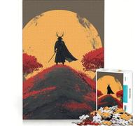 Puzzle per adulti da 1000 pezzi: Samurai su una collina con la luna gioco educativo divertente e spiritoso ideale come decorazione da scrivania 50x75cm