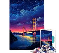 Puzzle per adulti da 1000 pezzi San Francisco Night Pixel gioco per famiglie giocattolo educativo ottimo regalo per chi ama giocare e migliorare la memoria (dimensioni 38x52cm)