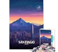 Puzzle per adulti da 1000 pezzi Santiago del Cile panorama notturno sfida per l'intelligenza gioco avvincente regalo pratico per donne ottima idea regalo (dimensioni 38x26cm)
