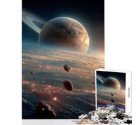 Puzzle per adulti da 1000 pezzi Saturno e asteroidi nello spazio Giocattoli antistress Regalo per compleanni Gioco impossibile Rafforza l'amore tra coppie Dimensioni 38x52cm
