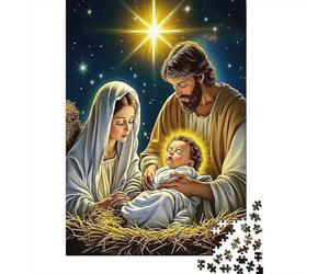 Puzzle per Adulti da 1000 Pezzi Scena della Natività di Gesù: Arte del Ritratto Glitchato di Maria Giochi Educativi Adatti per Antistress 52x38cm/1000 pezzi