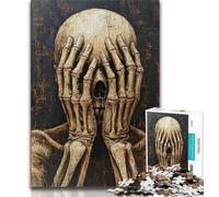 Puzzle per adulti da 1000 pezzi, scheletro che si copre il viso, sfida difficile antistress, ideale come regalo per tutta la famiglia dai 14 anni in su, 38x26cm