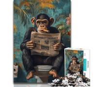 Puzzle per adulti da 1000 pezzi, Scimpanzé che legge un giornale, 1000 pezzi per adulti, giocattolo educativo antistress, regalo per amici e familiari (dimensioni 38x26cm)