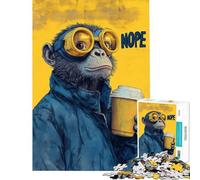 Puzzle per adulti da 1000 pezzi: Scimpanzé con occhiali e caffè Puzzle da 1000 pezzi per la decorazione della casa giocattoli per l'analisi e la logica regali per amici e familiari (50x75cm)