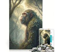 Puzzle per adulti da 1000 pezzi: Scimpanzé nella foresta, immerso nella vegetazione, gioco interattivo, divertimento per tutta la famiglia, compleanni e altre occasioni 38x26cm
