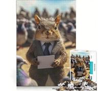 Puzzle per adulti da 1000 pezzi: Scoiattolo in abito elegante con piccioni gioco pratico rilassante e stimolante per la mente ideale come decorazione da scrivania 50x75cm