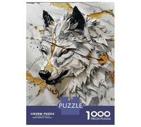 Puzzle Per Adulti Da 1000 Pezzi Sculptural Wolf with Marble And Gold Accents Puzzle Per Adulti Giochi Per Famiglie Per Divertimento in Famiglia Regali Unici Per Compleanno E Natale 38x26cm/1000pcs