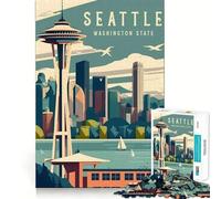 Puzzle per adulti da 1000 pezzi, Seattle, Washington, viaggio, taglio premium, divertimento logico, giocattolo facile da usare, decorazione natalizia da parete (38x26cm)