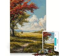 Puzzle per adulti da 1000 pezzi,sentiero autunnale,bordi perfetti,divertente gioco per allenare la mente,momento di relax,scena natalizia (38x26cm)