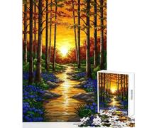 Puzzle per adulti da 1000 pezzi sentiero autunnale nel bosco al tramonto gioco educativo sfida impegnativa decorazione da parete per rafforzare l'amore tra le coppie (50x75cm)