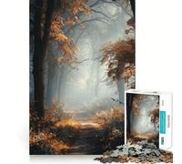 Puzzle per adulti da 1000 pezzi,sentiero autunnale nella foresta avvolto dalla nebbia,gioco di incastri precisi,sfida mentale,divertimento e tranquillità,decorazione natalizia per la casa (50x75cm)
