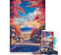 Puzzle per adulti da 1000 pezzi,Sentiero autunnale verso il Fuji,ritaglio preciso,attività cerebrale,divertente e rilassante,decorazione natalizia per la casa (38x52cm)