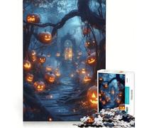 Puzzle per adulti da 1000 pezzi: Sentiero di zucche di Halloween verso un cancello spettrale, giochi educativi, per divertimento in famiglia, collezione d'artista, belle arti 38x52cm